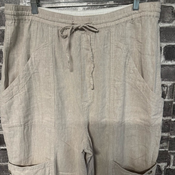 NWT Free People Feelin Good Linen Utility Pant Natural tan pants - Picture 7 of 15
